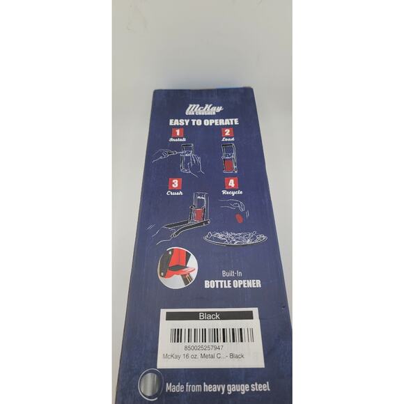 Mckay Metal Can and Plastic Bottle Crusher & Opener Heavy Duty Wall Mounted Blk - Picture 5 of 7